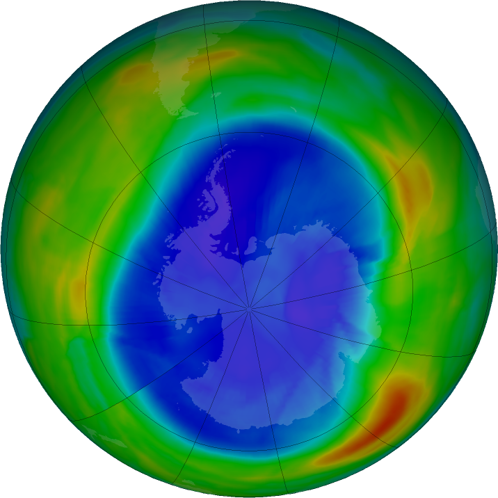 Antarctic ozone map for 04 September 2020
